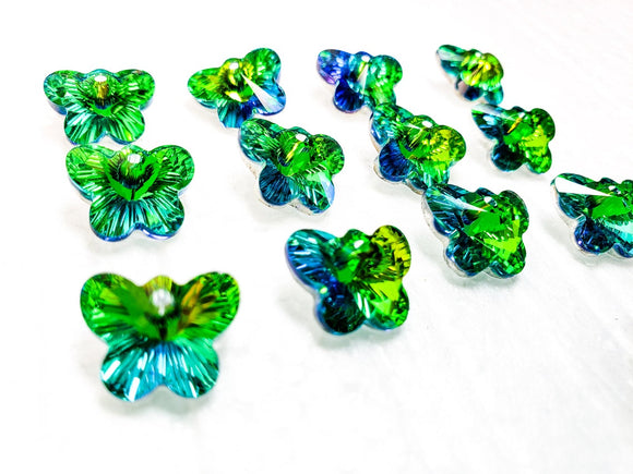 Green Rainbow Butterfly 14mm Beads Chandelier Crystals Prisms