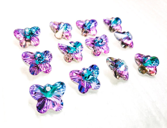 Lilac and Aqua Rainbow Butterfly 14mm Beads Chandelier Crystals Prisms