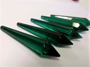 Teal Green Icicle Chandelier Crystals, Pack of 5 Pendants - ChandelierDesign