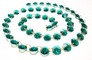Caribbean Teal Green Yard Chandelier Crystals Garland - Ring Connectors - ChandelierDesign