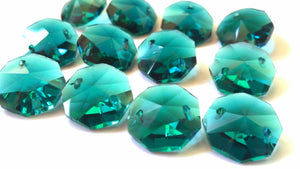 Caribbean Teal Green 14mm Octagon Beads Chandelier Crystals 2 Holes - ChandelierDesign
