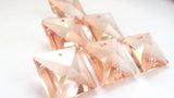 Light Champagne Square 22mm Chandelier Crystals Glass Beads Pack of 6 - ChandelierDesign