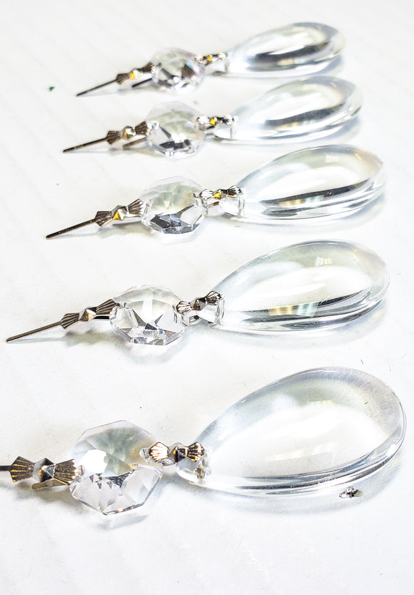 Clear Smooth Teardrop, Chandelier Crystals Ornament, Pack of 5 - ChandelierDesign