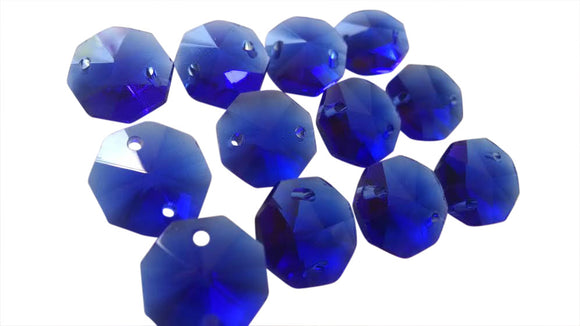 Cobalt Blue 14mm Octagon Beads Chandelier Crystals 2 Holes - ChandelierDesign