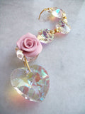 6 Chandelier Crystal Triple Bead Ornaments with Roses - ChandelierDesign