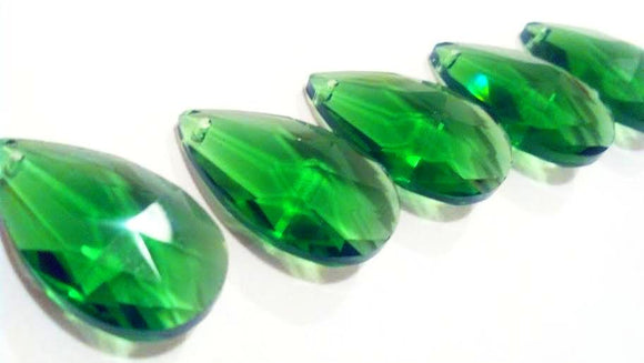 Green Teardrop Chandelier Crystals Pendants, Pack of 5 - ChandelierDesign