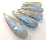 Iridescent Denim Blue Long Teardrop Chandelier Crystals Pendants, Pack of 5 - ChandelierDesign