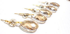Champagne Diamond Cut Teardrop Ornaments, Chandelier Crystals Pack of 5 - ChandelierDesign