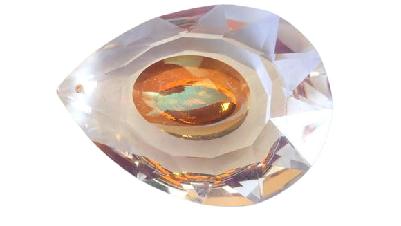 Dragon's Eye Teardrop Chandelier Crystals Prisms, Iridescent Peach Crystal Pendants - ChandelierDesign