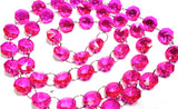 Fuchsia Pink Yard Chandelier Crystals Garland - Ring Connectors - ChandelierDesign