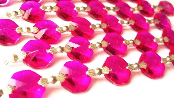 Fuchsia Pink Chandelier Crystal Garland Yard of Prisms - ChandelierDesign