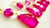 Fuchsia Pink French Cut Chandelier Crystals Pack of 5 Ornaments - ChandelierDesign