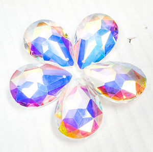 Iridescent Star Faceted Teardrop Chandelier Crystals, 38mm Pack of 5 - ChandelierDesign