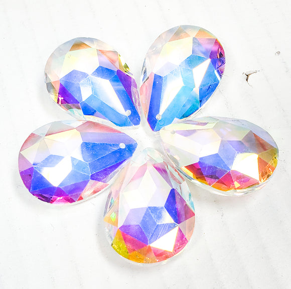 Iridescent Star Faceted Teardrop Chandelier Crystals, 38mm Pack of 5 - ChandelierDesign