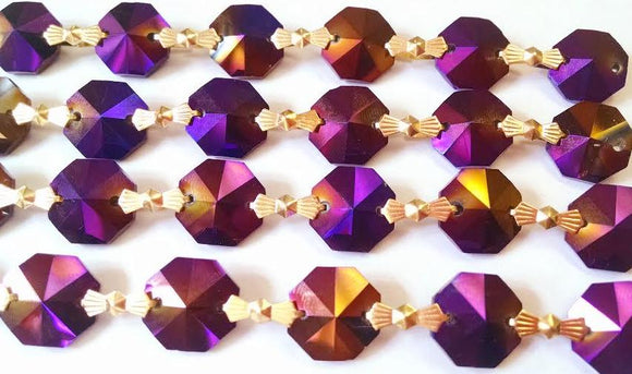 Iridescent Golden Plum Chandelier Crystal Garland Yard of Prisms - ChandelierDesign