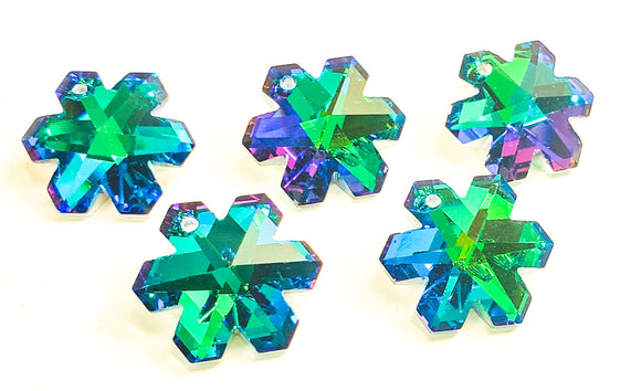 Metallic Green Snowflake Chandelier Crystals, 20mm Pendants Pack of 5 - Chandelier Design