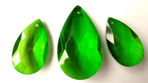 3pc Dark Green Teardrop Chandelier Crystals, Green Set For Princess Crown - ChandelierDesign