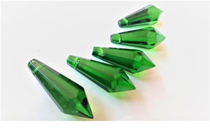 Dark Green Icicle Chandelier Crystals, Pack of 5 Pendants - ChandelierDesign