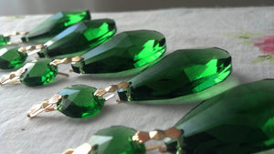 Green Teardrop Chandelier Crystal Ornaments, Pack of 5 - ChandelierDesign