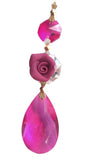 Fuchsia Pink Chandelier Crystal Teardrop Ornaments with Rose - ChandelierDesign