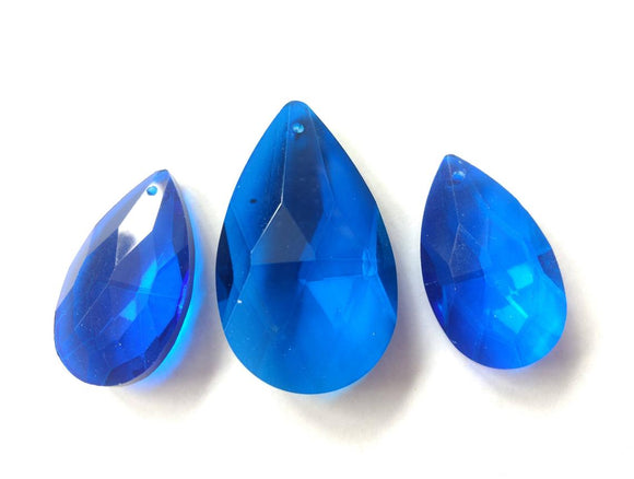 3pc Cobalt Blue Teardrop Crystals for Princess Crowns Chandelier Prisms