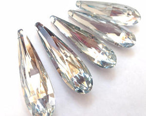 Silver Long Teardrop Chandelier Crystals Pendants, Pack of 5 - ChandelierDesign