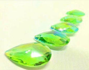 Iridescent Spring Green AB Teardrop Chandelier Crystals 38mm, Pack of 5 - ChandelierDesign