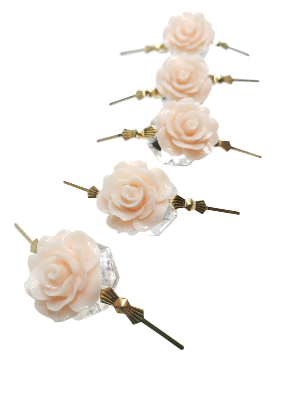 Blush Chandelier Roses Pack of 5 Crystals, Shabby Chic Rose Chandelier Decoration -81K