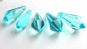 Light Aquamarine Icicle Chandelier Crystals, Pack of 5 Pendants - ChandelierDesign