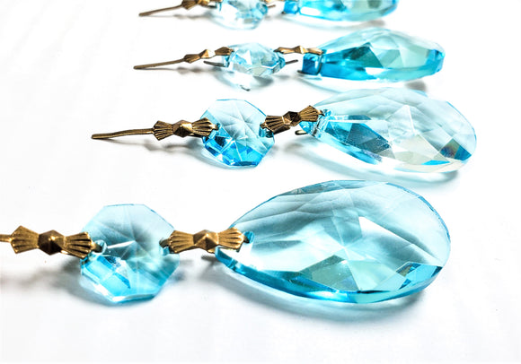Light Aqua Teardrop Chandelier Crystals Ornament, Pack of 5 - ChandelierDesign