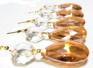 Light Champagne Teardrop Chandelier Crystals with Diamond Cut Octagon - ChandelierDesign