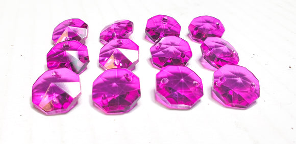 Magenta 14mm Octagon Beads Chandelier Crystals 2 Holes - ChandelierDesign