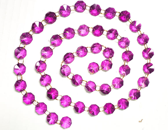 Magenta Yard Chandelier Crystals Garland - Ring Connectors - ChandelierDesign