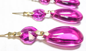 Magenta Smooth Teardrops Chandelier Crystals, Pack of 5 Ornaments - ChandelierDesign