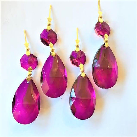 Magenta Teardrops Chandelier Crystals, Pack of 5 Ornaments - ChandelierDesign