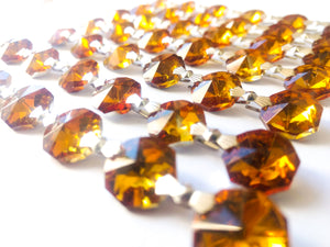 Metallic light Amber Chandelier Crystal Garland Yard of Prisms