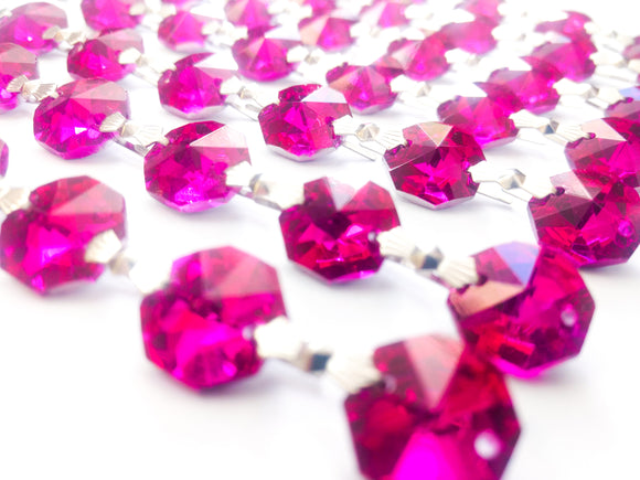 Metallic Fuchsia Pink Chandelier Crystal Garland Yard of Prisms - ChandelierDesign