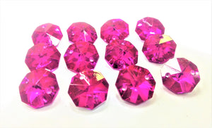 Metallic Fuchsia Pink 14mm Octagon Beads, Chandelier Crystals 2 Holes - ChandelierDesign