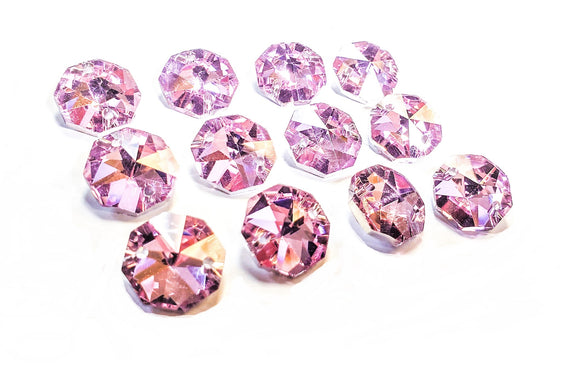 Metallic Pink 14mm Octagon Beads, Chandelier Crystals 2 Holes - ChandelierDesign