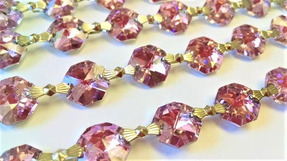 Metallic Pink Chandelier Crystal Garland Yard of Prisms - ChandelierDesign