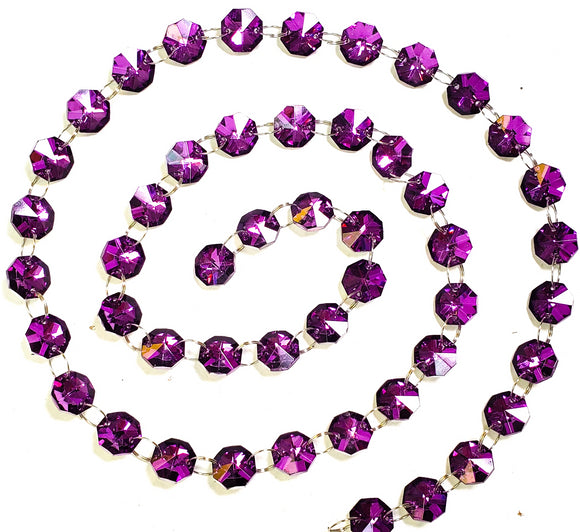Metallic Purple Yard Chandelier Crystals Garland, Ring Connectors - ChandelierDesign