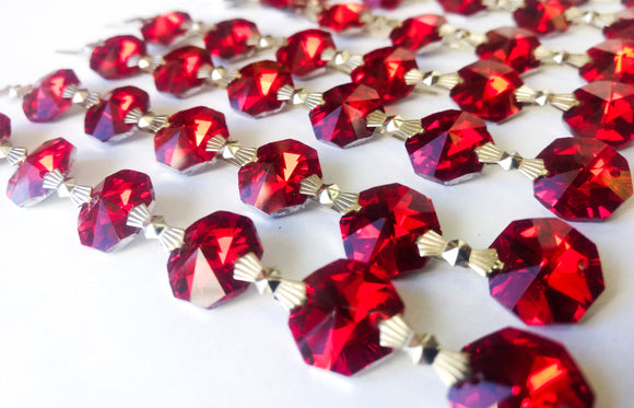 Metallic Red Chandelier Crystal Garland Yard of Prisms - ChandelierDesign