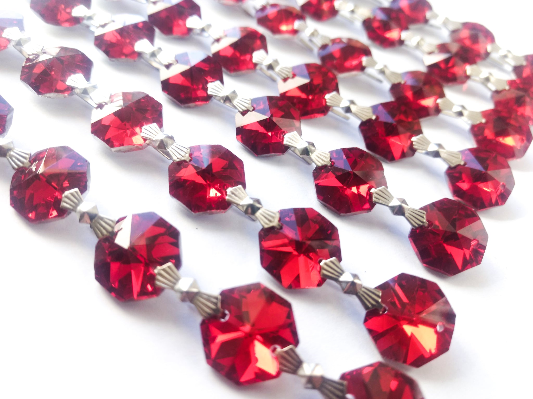 Metallic Red Chandelier Crystal Garland Yard of Prisms