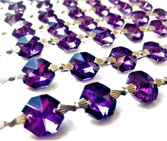 Metallic Violet Chandelier Crystal Garland Yard of Prisms - ChandelierDesign