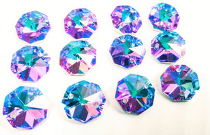 Metallic Lilac and Aqua Chandelier Crystal Octagon Prisms 14mm Beads - Chandelier Design