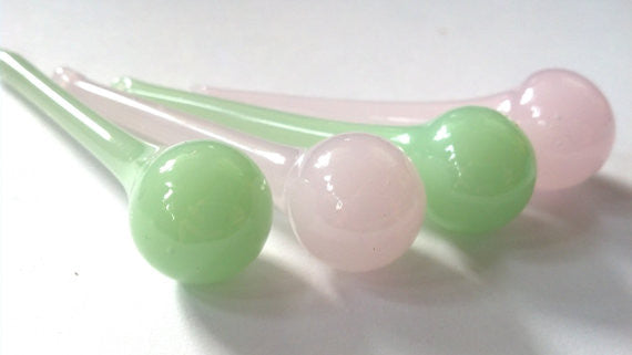 Opaline Pink and Jadeite Green 60mm Raindrop Chandelier Crystals, Pack of 4 - ChandelierDesign