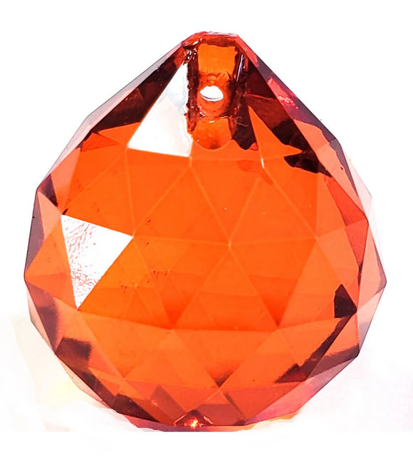 Orange Chandelier Crystal Ball, Faceted Ball Prism - ChandelierDesign