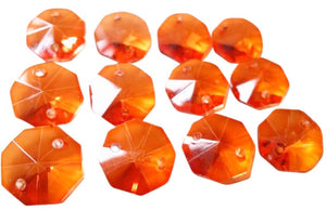 Orange 14mm Octagon Beads Chandelier Crystals 2 Holes - ChandelierDesign
