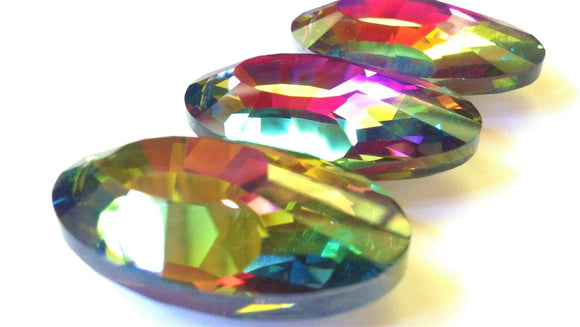 Vitrail Rainbow Oval Chandelier Crystals, Multicolor 50mm Pack of 3 - ChandelierDesign