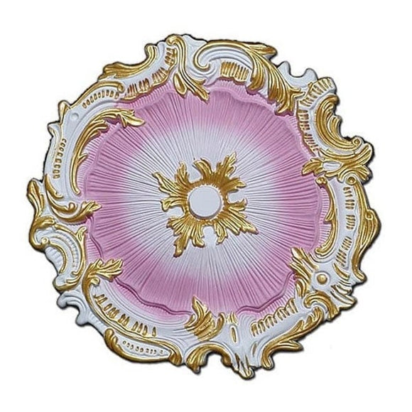 Farrah Pink White and Gold Ceiling Medallion, 16.75